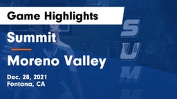 Summit  vs Moreno Valley  Game Highlights - Dec. 28, 2021