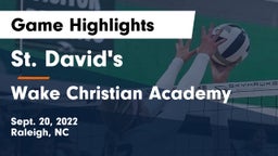 St. David's  vs Wake Christian Academy  Game Highlights - Sept. 20, 2022