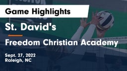 St. David's  vs Freedom Christian Academy Game Highlights - Sept. 27, 2022