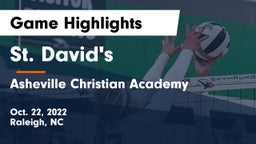 St. David's  vs Asheville Christian Academy Game Highlights - Oct. 22, 2022