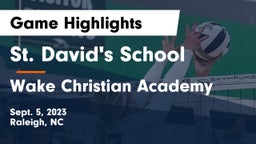 St. David's School vs Wake Christian Academy  Game Highlights - Sept. 5, 2023