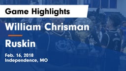 William Chrisman  vs Ruskin  Game Highlights - Feb. 16, 2018
