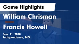 William Chrisman  vs Francis Howell  Game Highlights - Jan. 11, 2020