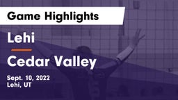 Lehi  vs Cedar Valley  Game Highlights - Sept. 10, 2022