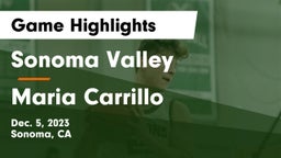 Sonoma Valley  vs Maria Carrillo  Game Highlights - Dec. 5, 2023