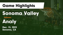 Sonoma Valley  vs Analy  Game Highlights - Dec. 13, 2023