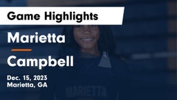 Marietta  vs Campbell  Game Highlights - Dec. 15, 2023