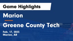 Marion  vs Greene County Tech  Game Highlights - Feb. 17, 2023