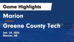 Marion  vs Greene County Tech  Game Highlights - Jan. 24, 2024