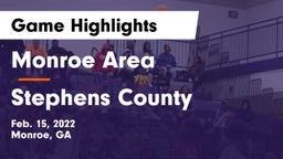 Monroe Area  vs Stephens County  Game Highlights - Feb. 15, 2022