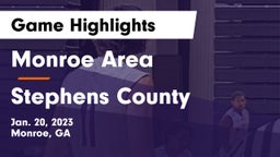Monroe Area  vs Stephens County  Game Highlights - Jan. 20, 2023