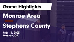 Monroe Area  vs Stephens County  Game Highlights - Feb. 17, 2023