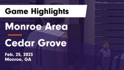 Monroe Area  vs Cedar Grove  Game Highlights - Feb. 25, 2023