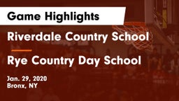 Riverdale Country School vs Rye Country Day School Game Highlights - Jan. 29, 2020