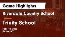 Riverdale Country School vs Trinity School Game Highlights - Feb. 12, 2020