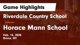 Riverdale Country School vs Horace Mann School Game Highlights - Feb. 14, 2020