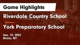 Riverdale Country School vs York Preparatory School Game Highlights - Jan. 19, 2022