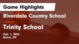 Riverdale Country School vs Trinity School Game Highlights - Feb. 1, 2023