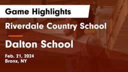 Riverdale Country School vs Dalton School Game Highlights - Feb. 21, 2024