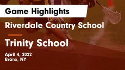 Riverdale Country School vs Trinity School Game Highlights - April 4, 2022