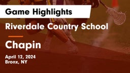 Riverdale Country School vs Chapin  Game Highlights - April 12, 2024
