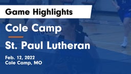 Cole Camp  vs St. Paul Lutheran  Game Highlights - Feb. 12, 2022