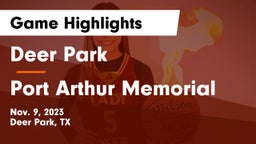 Deer Park  vs Port Arthur Memorial Game Highlights - Nov. 9, 2023
