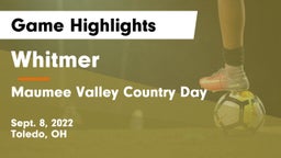 Whitmer  vs Maumee Valley Country Day  Game Highlights - Sept. 8, 2022