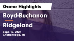 Boyd-Buchanan  vs Ridgeland  Game Highlights - Sept. 10, 2022