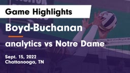 Boyd-Buchanan  vs analytics vs Notre Dame Game Highlights - Sept. 15, 2022