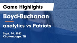 Boyd-Buchanan  vs analytics vs Patriots Game Highlights - Sept. 26, 2022