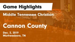 Middle Tennessee Christian vs Cannon County  Game Highlights - Dec. 2, 2019