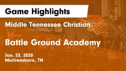 Middle Tennessee Christian vs Battle Ground Academy  Game Highlights - Jan. 23, 2020