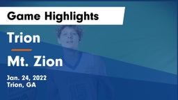 Trion  vs Mt. Zion  Game Highlights - Jan. 24, 2022