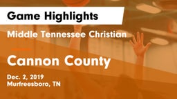 Middle Tennessee Christian vs Cannon County  Game Highlights - Dec. 2, 2019