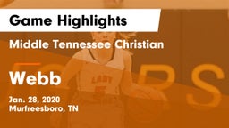 Middle Tennessee Christian vs Webb  Game Highlights - Jan. 28, 2020