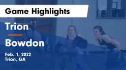 Trion  vs Bowdon  Game Highlights - Feb. 1, 2022