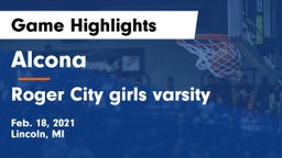 Alcona  vs Roger City girls varsity Game Highlights - Feb. 18, 2021