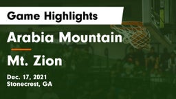 Arabia Mountain  vs Mt. Zion  Game Highlights - Dec. 17, 2021