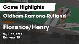 Oldham-Ramona-Rutland  vs Florence/Henry  Game Highlights - Sept. 23, 2023