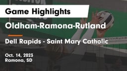 Oldham-Ramona-Rutland  vs Dell Rapids - Saint Mary Catholic  Game Highlights - Oct. 14, 2023