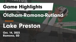 Oldham-Ramona-Rutland  vs Lake Preston  Game Highlights - Oct. 14, 2023