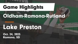 Oldham-Ramona-Rutland  vs Lake Preston  Game Highlights - Oct. 24, 2023