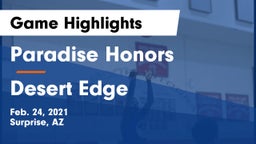 Paradise Honors  vs Desert Edge  Game Highlights - Feb. 24, 2021