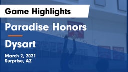 Paradise Honors  vs Dysart  Game Highlights - March 2, 2021