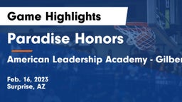 Paradise Honors  vs American Leadership Academy - Gilbert  Game Highlights - Feb. 16, 2023