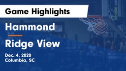 Hammond  vs Ridge View  Game Highlights - Dec. 4, 2020