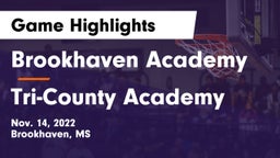 Brookhaven Academy  vs Tri-County Academy  Game Highlights - Nov. 14, 2022