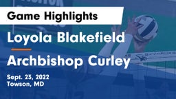 Loyola Blakefield  vs Archbishop Curley  Game Highlights - Sept. 23, 2022
