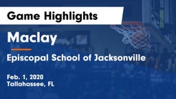 Maclay  vs Episcopal School of Jacksonville Game Highlights - Feb. 1, 2020